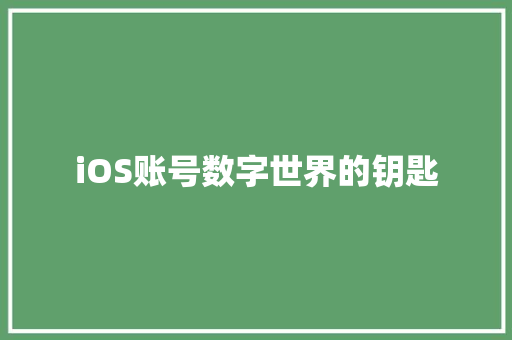 iOS账号数字世界的钥匙  第1张