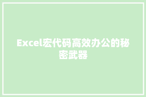 Excel宏代码高效办公的秘密武器  第1张