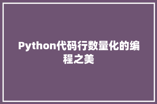 Python代码行数量化的编程之美