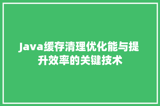 Java缓存清理优化能与提升效率的关键技术