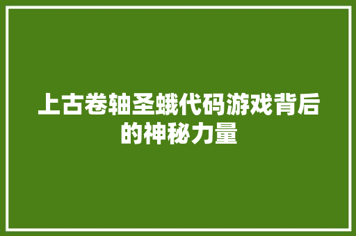 上古卷轴圣蛾代码游戏背后的神秘力量