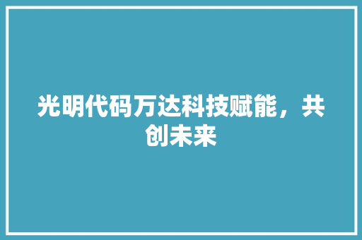 光明代码万达科技赋能，共创未来