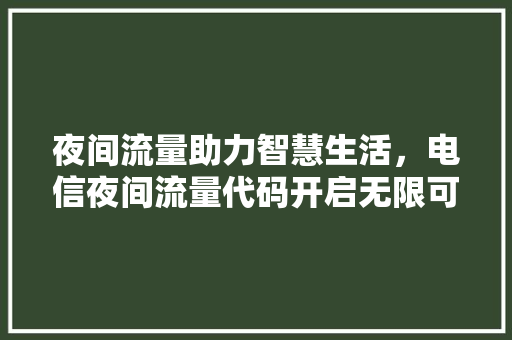 夜间流量助力智慧生活，电信夜间流量代码开启无限可能