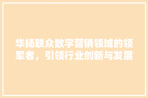华扬联众数字营销领域的领军者，引领行业创新与发展