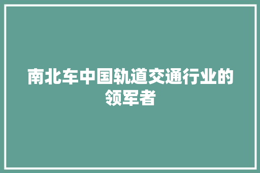 南北车中国轨道交通行业的领军者