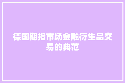德国期指市场金融衍生品交易的典范