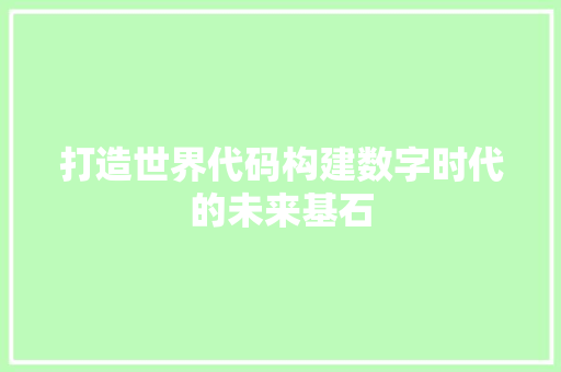打造世界代码构建数字时代的未来基石
