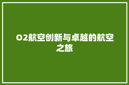 O2航空创新与卓越的航空之旅