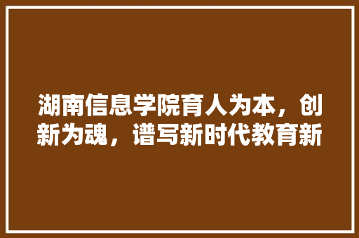 湖南信息学院育人为本，创新为魂，谱写新时代教育新篇章