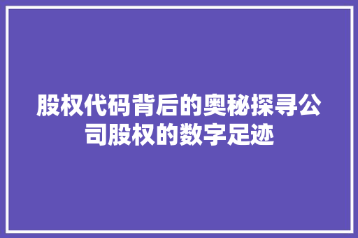 股权代码背后的奥秘探寻公司股权的数字足迹