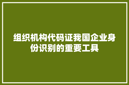 组织机构代码证我国企业身份识别的重要工具