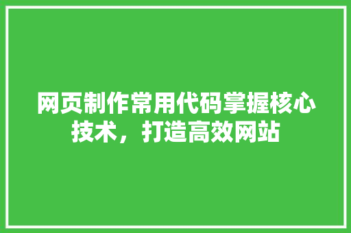 网页制作常用代码掌握核心技术，打造高效网站
