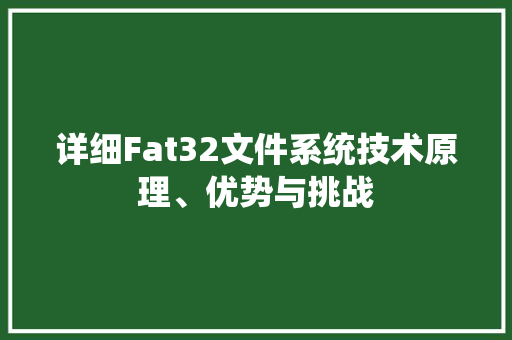 详细Fat32文件系统技术原理、优势与挑战