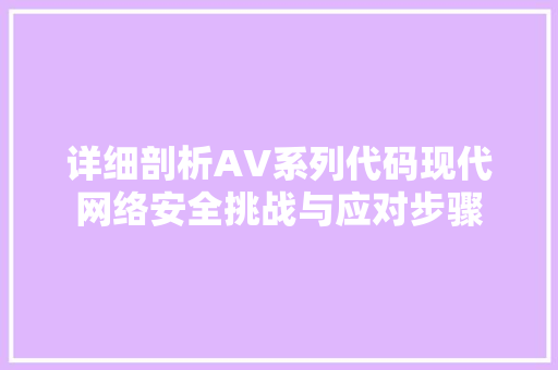 详细剖析AV系列代码现代网络安全挑战与应对步骤