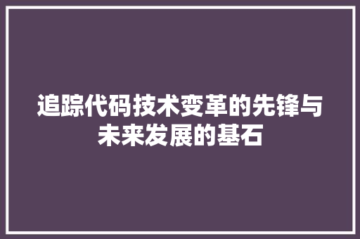 追踪代码技术变革的先锋与未来发展的基石