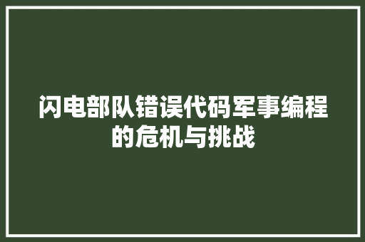 闪电部队错误代码军事编程的危机与挑战