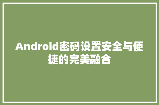 Android密码设置安全与便捷的完美融合
