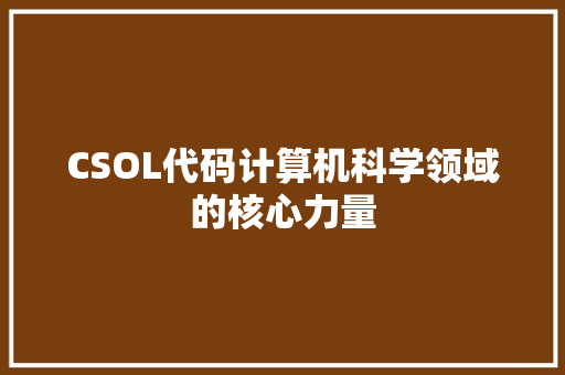 CSOL代码计算机科学领域的核心力量
