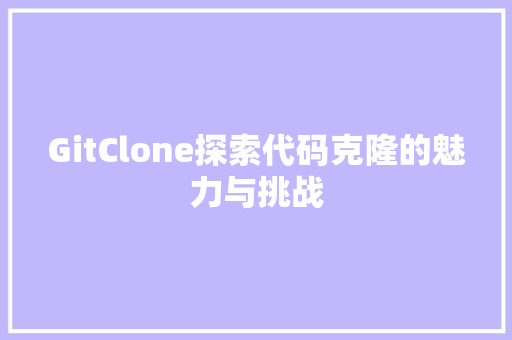 GitClone探索代码克隆的魅力与挑战
