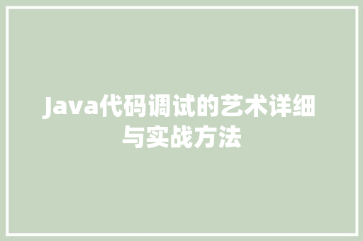 Java代码调试的艺术详细与实战方法