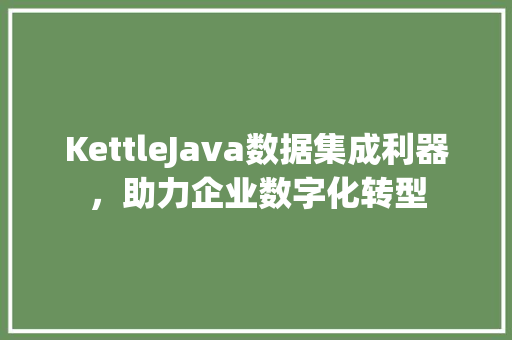 KettleJava数据集成利器，助力企业数字化转型