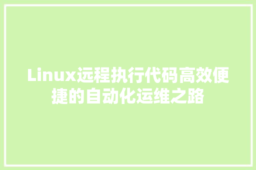 Linux远程执行代码高效便捷的自动化运维之路