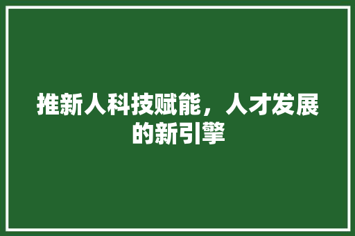 推新人科技赋能，人才发展的新引擎