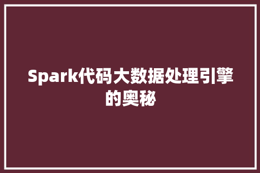 Spark代码大数据处理引擎的奥秘