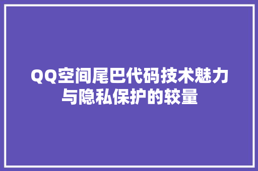 QQ空间尾巴代码技术魅力与隐私保护的较量  第1张