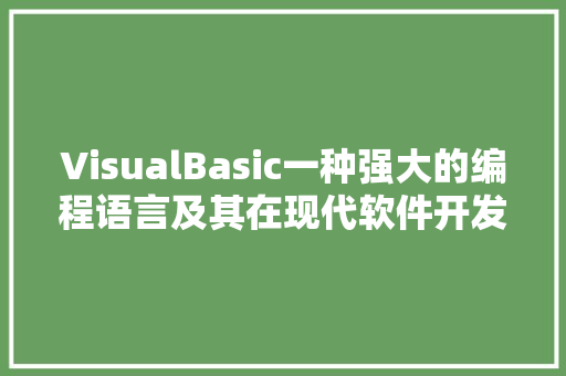 VisualBasic一种强大的编程语言及其在现代软件开发中的应用