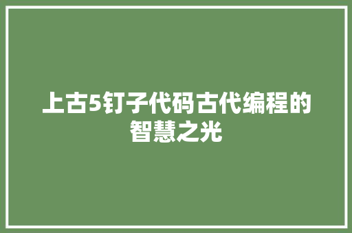 上古5钉子代码古代编程的智慧之光