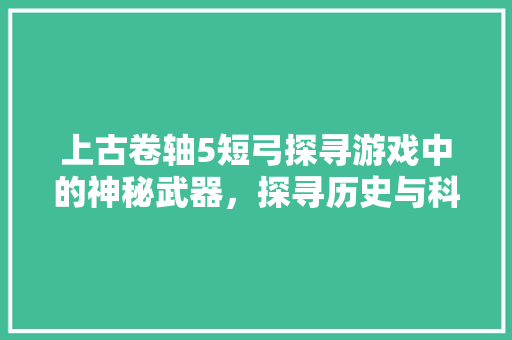 上古卷轴5短弓探寻游戏中的神秘武器，探寻历史与科技的交织