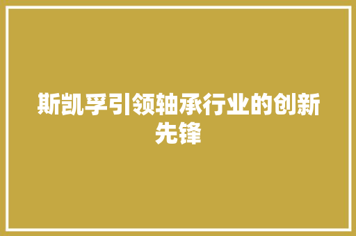 斯凯孚引领轴承行业的创新先锋  第1张
