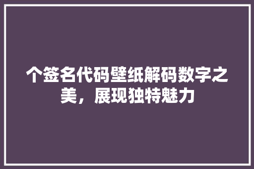个签名代码壁纸解码数字之美，展现独特魅力