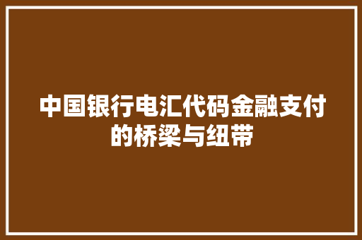 中国银行电汇代码金融支付的桥梁与纽带