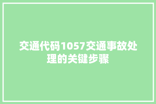 交通代码1057交通事故处理的关键步骤