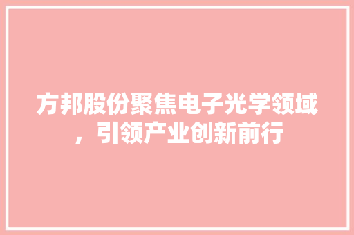 方邦股份聚焦电子光学领域，引领产业创新前行