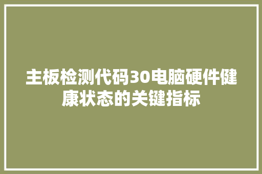 主板检测代码30电脑硬件健康状态的关键指标