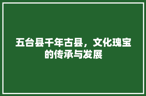 五台县千年古县，文化瑰宝的传承与发展