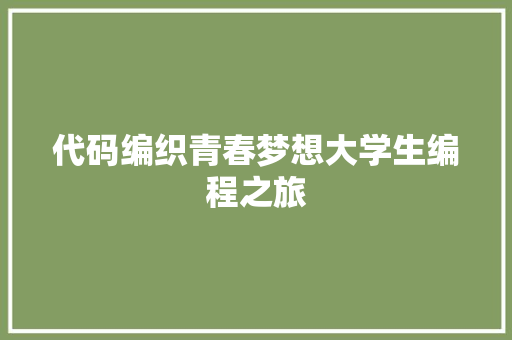 代码编织青春梦想大学生编程之旅
