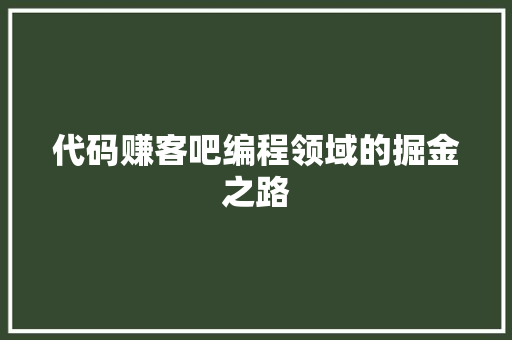 代码赚客吧编程领域的掘金之路  第1张