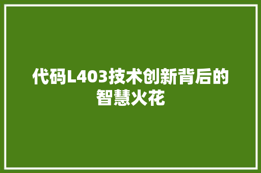 代码L403技术创新背后的智慧火花
