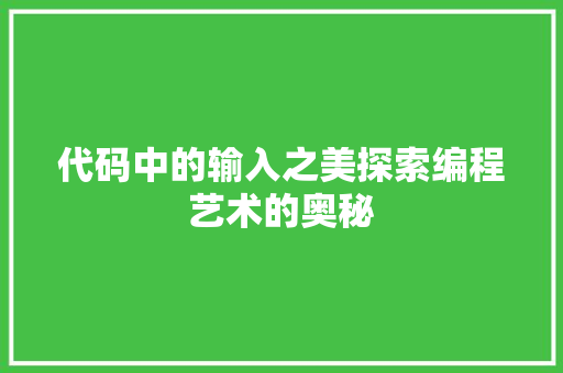代码中的输入之美探索编程艺术的奥秘