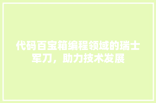 代码百宝箱编程领域的瑞士军刀，助力技术发展