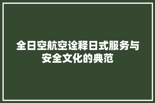 全日空航空诠释日式服务与安全文化的典范