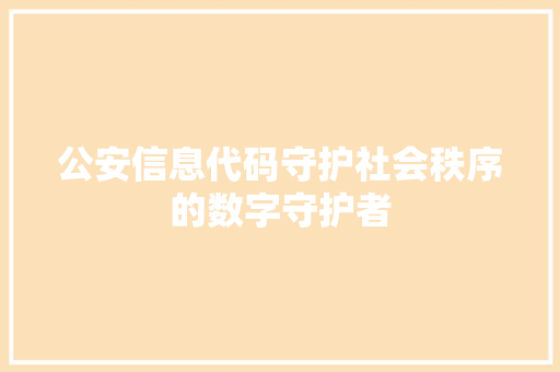 公安信息代码守护社会秩序的数字守护者