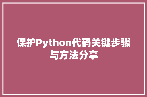 保护Python代码关键步骤与方法分享  第1张