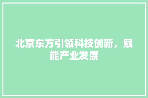 北京东方引领科技创新，赋能产业发展  第1张