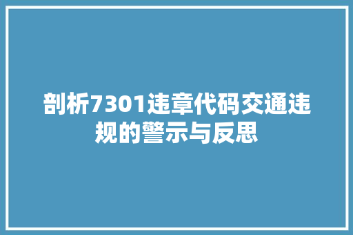 剖析7301违章代码交通违规的警示与反思
