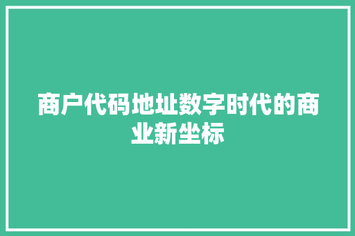 商户代码地址数字时代的商业新坐标  第1张
